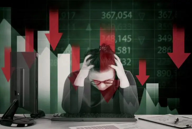 Person looks worried about market